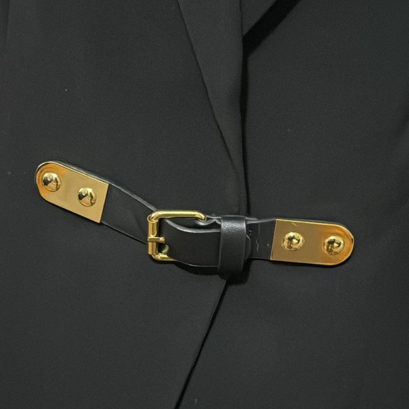 Calvin Klein Blazer-Black-Sz 4-Gold Tone Buckle Closure-Lined-EUC - Picture 3 of 16
